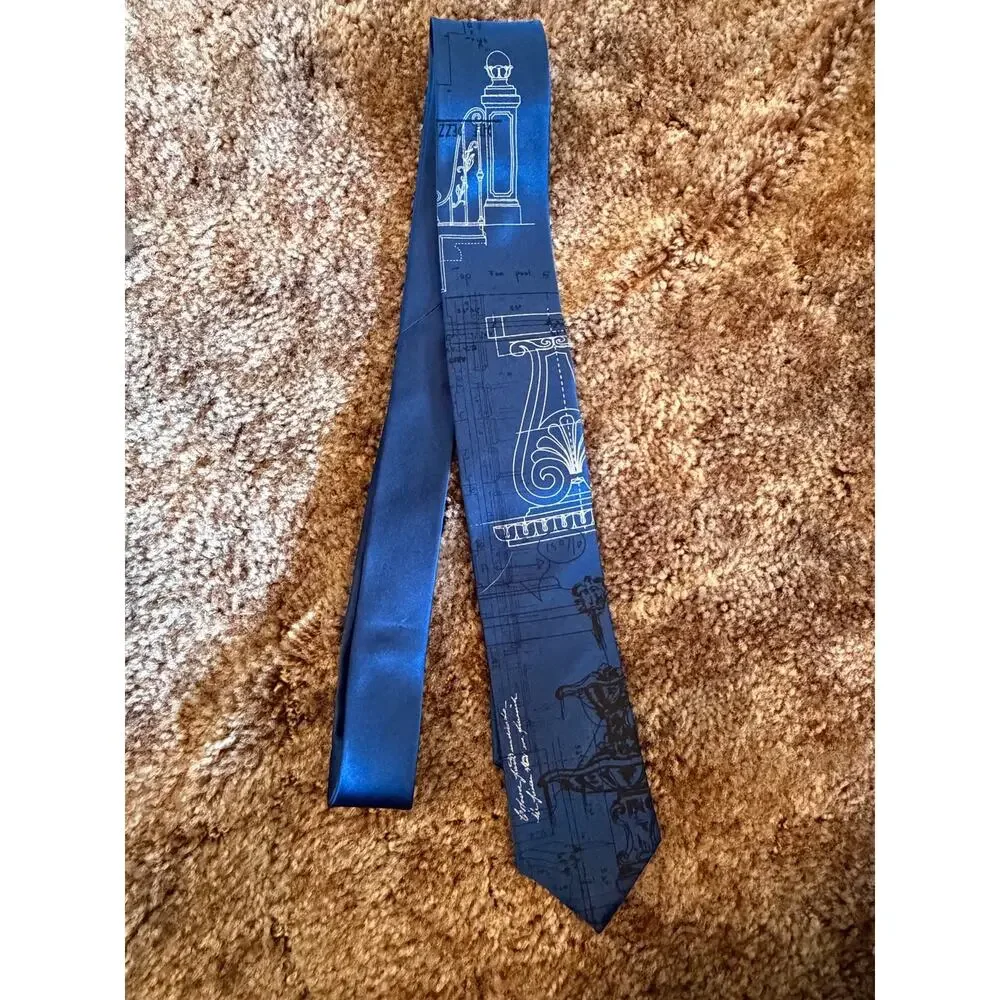 Cyberoptix TieLab Blueprint Architectural Graphic Necktie Chicago USA Artisanal